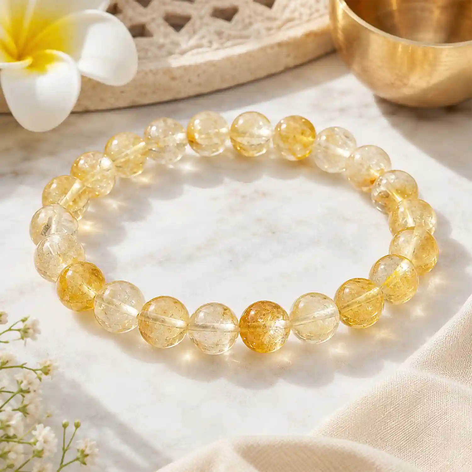 Natural Citrine Crystal Bead Bracelet